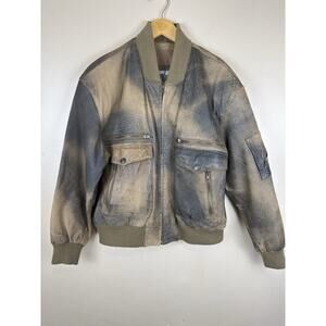Adventure Bound Leather Bomber Jacket Mens Size M Brown 80s Aviator Vintage